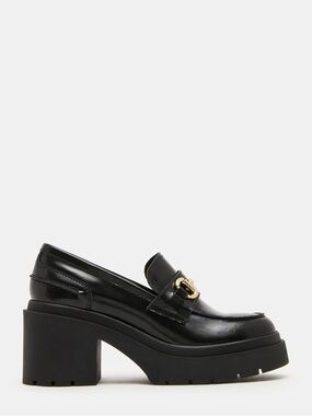 Steve Madden LAZRA Black Chunky Heel Loafer